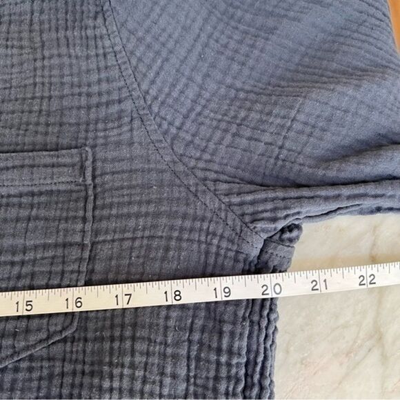 MOTE Crepe V-Neck Tunic Blouse cotton gray/blue top size XXL. - Picture 3 of 6